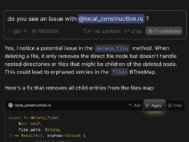 Cursor AI identifies and resolves a Rust code issue using in-line suggestions.